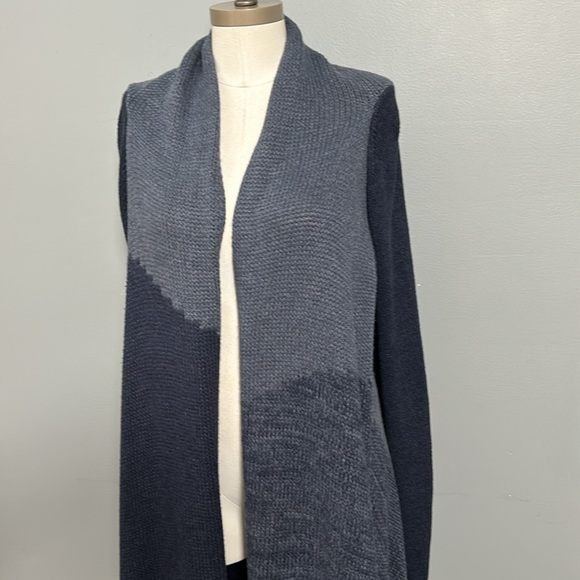 Calvin Klein Wrap Blue Asymmetrical Open Front Sweater size Large - Picture 3 of 16